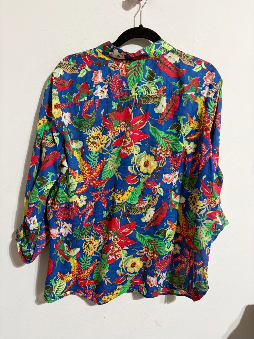 Talbots Woman Blue Tropical Floral Cotton Button Front Shirt
Botanical Blouse XL - Picture 6 of 11